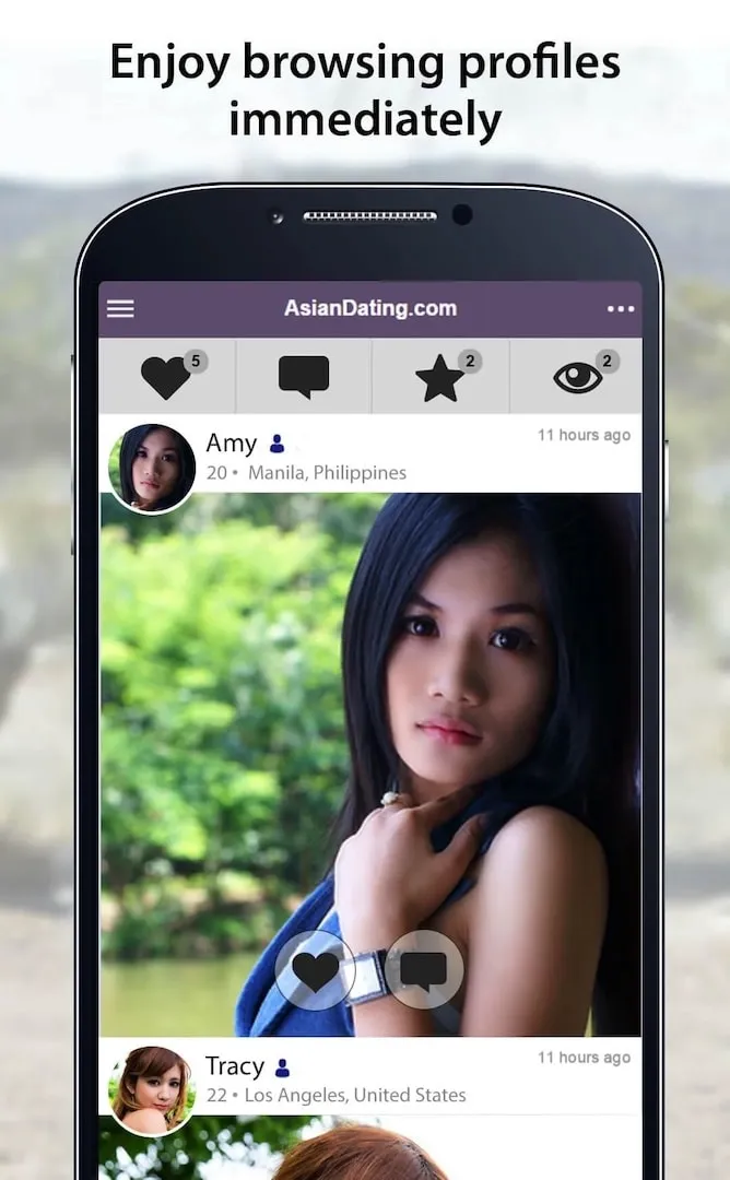 Thai girls' profiles on AsianDating app.