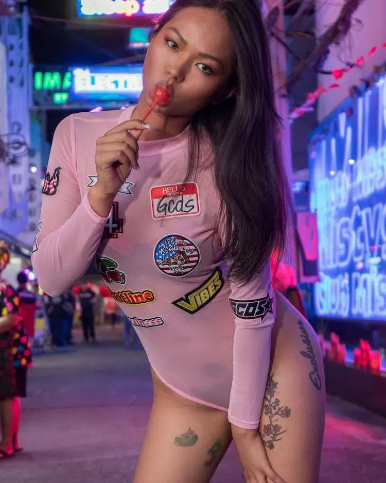 Jureka Del Mar lollipop and neon light
