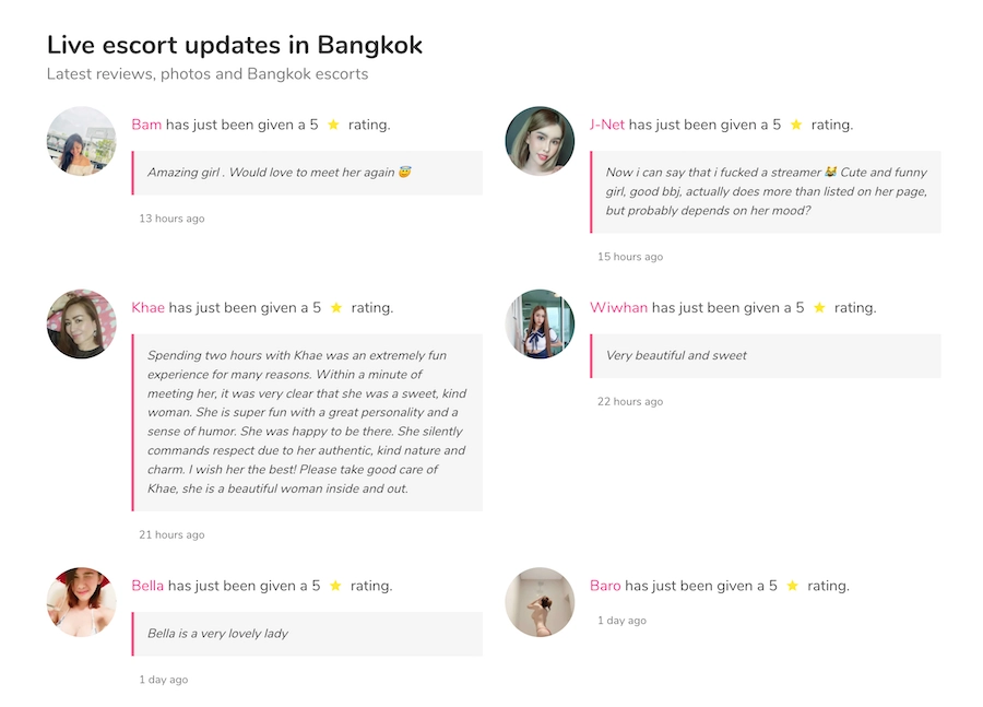 live escort updates in Bangkok