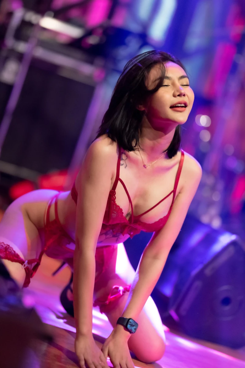 Sexy girl dancing with red lingerie at The Pimp Bangkok