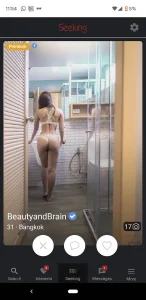 a thai girl wearing lingerie in a bathroom posting a picture on seeking to meet a man