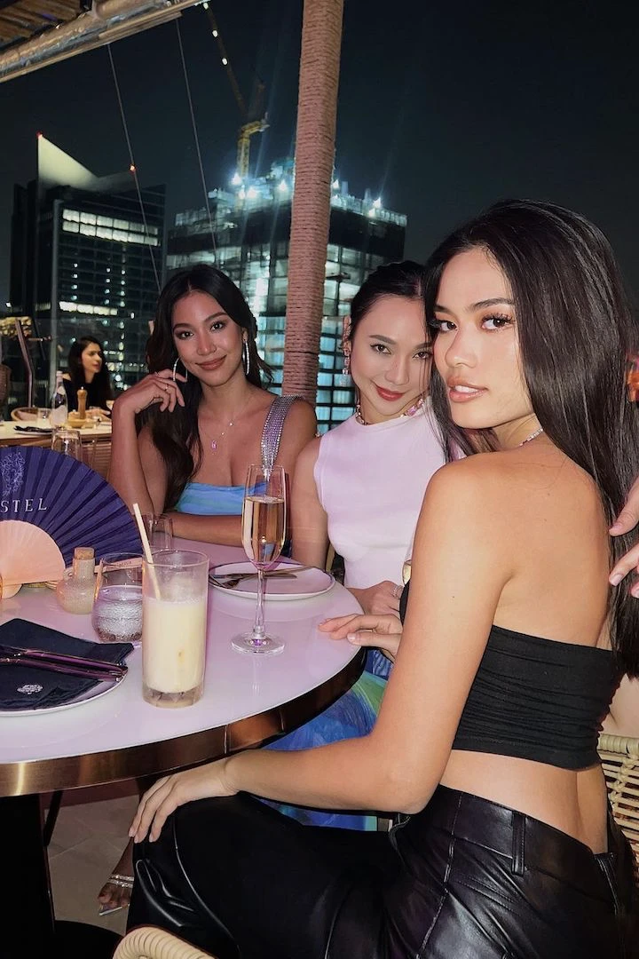 Thai models dinning at Pastel Bangkok a luxury rooftop in Thailand